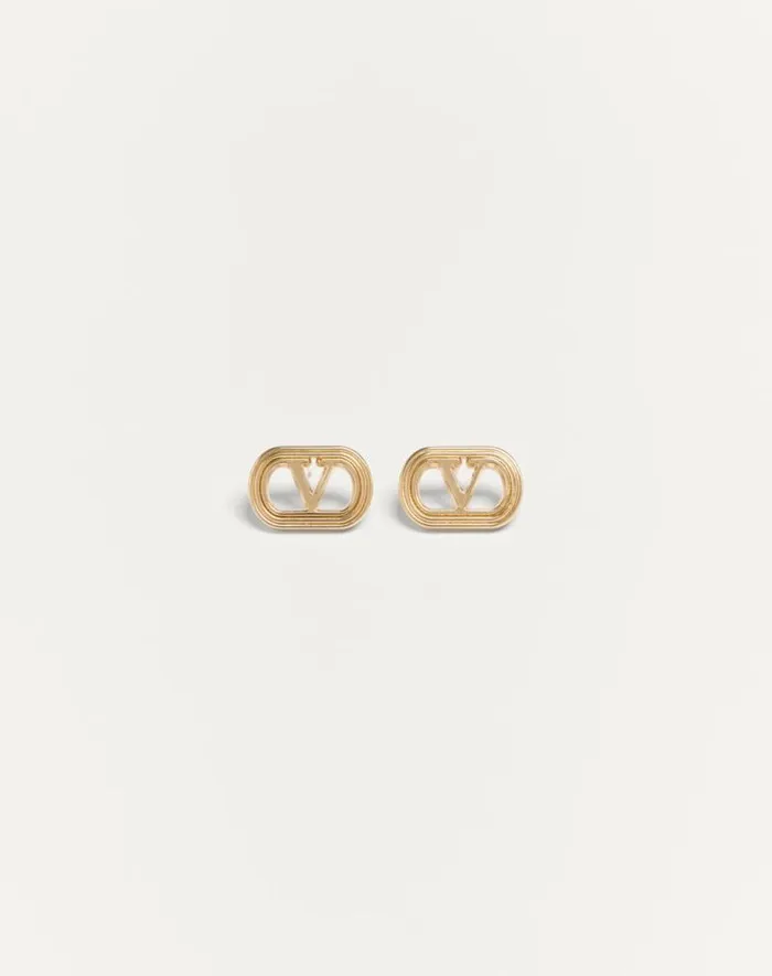 Valentino Jewelry Man Valentino Garavani Ovalette Metal Earrings For Man In Gold Gold