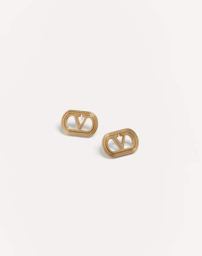 Valentino Jewelry Man Valentino Garavani Ovalette Metal Earrings For Man In Gold Gold