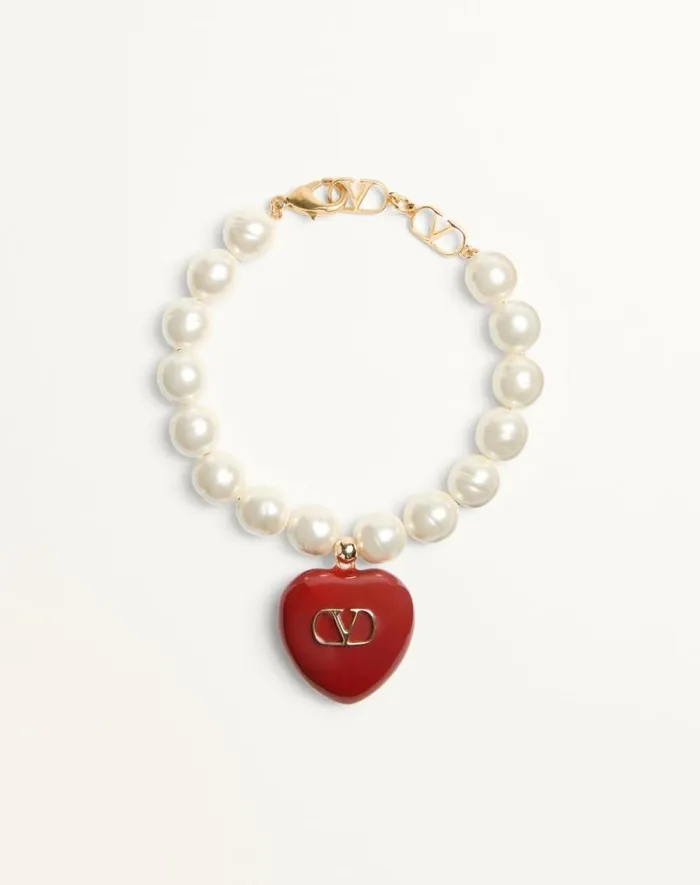 Valentino Jewelry Woman Coeur Royal Bracelet In Metal Enamel And Beads For Woman In Multicolor Multicolor Valentino Jewelry Woman Coeur Royal Bracelet In Metal Enamel And Beads For Woman In Multicolor Multicolor