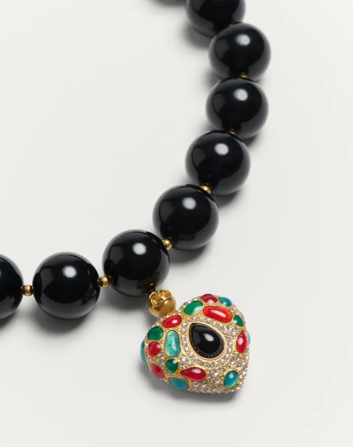 Valentino Jewelry Woman Coeur Royal Necklace In Metal Resin Enamel And Swarovski Crystals For Woman In Multicolor Multicolor