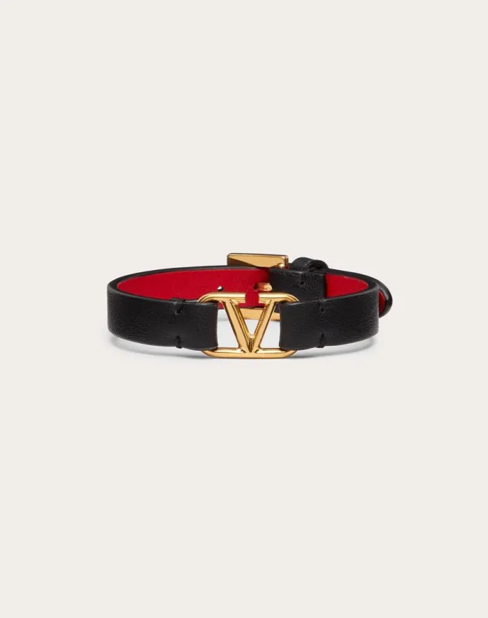 Valentino Jewelry Woman Vlogo Signature Calfskin Bracelet For Woman In Blackpure Red Blackpure Red Valentino Jewelry Woman Vlogo Signature Calfskin Bracelet For Woman In Blackpure Red Blackpure Red