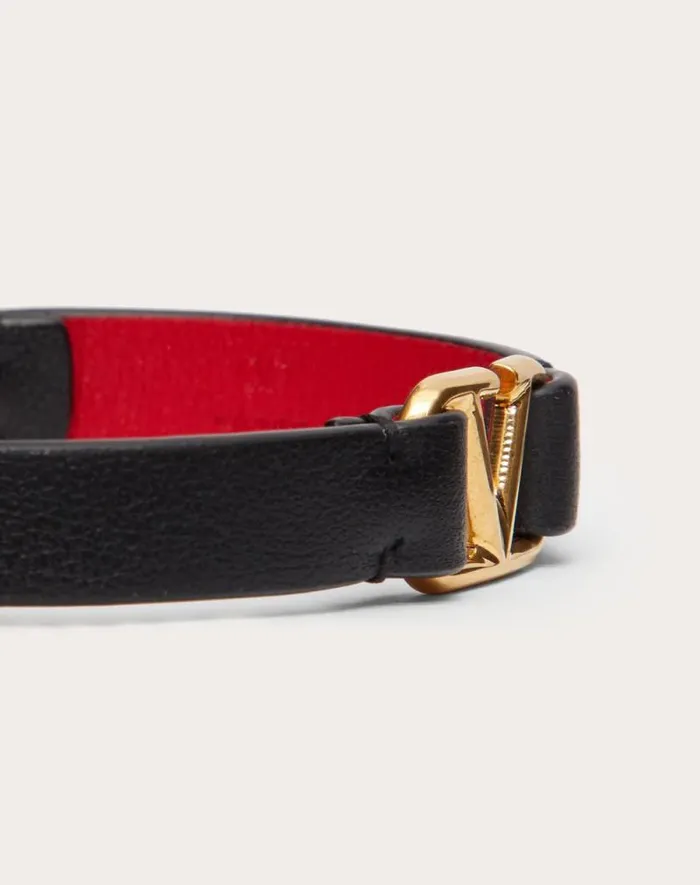 Valentino Jewelry Woman Vlogo Signature Calfskin Bracelet For Woman In Blackpure Red Blackpure Red Valentino Jewelry Woman Vlogo Signature Calfskin Bracelet For Woman In Blackpure Red Blackpure Red