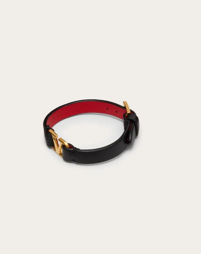 Valentino Jewelry Woman Vlogo Signature Calfskin Bracelet For Woman In Blackpure Red Blackpure Red Valentino Jewelry Woman Vlogo Signature Calfskin Bracelet For Woman In Blackpure Red Blackpure Red