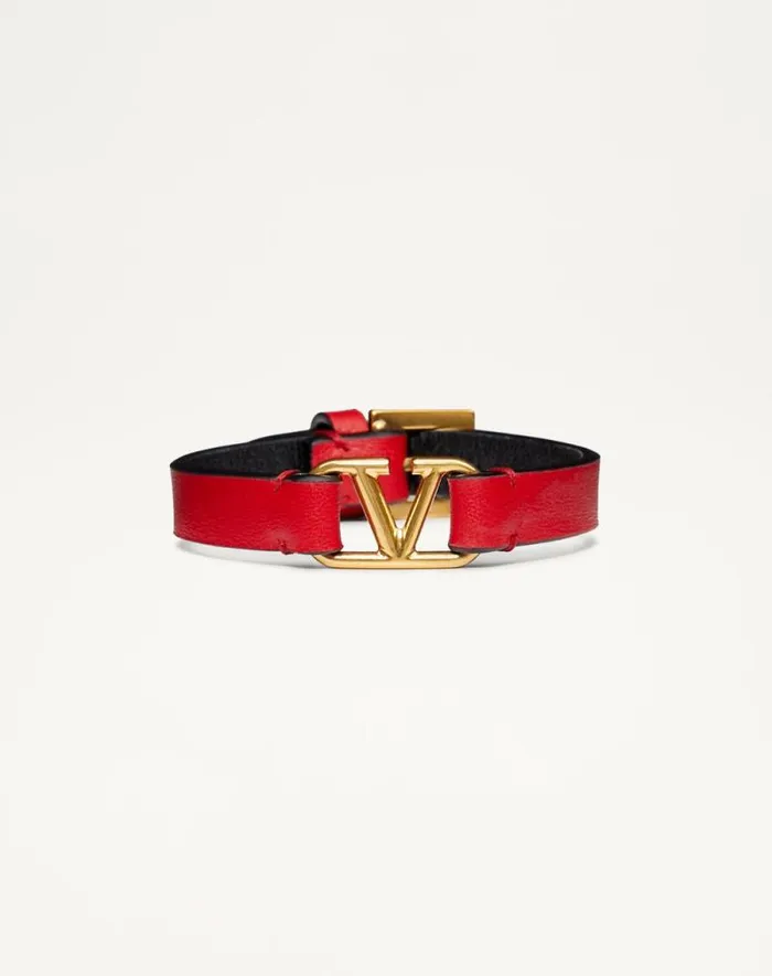 Valentino Jewelry Woman Vlogo Signature Calfskin Bracelet For Woman In Blackpure Red Blackpure Red Valentino Jewelry Woman Vlogo Signature Calfskin Bracelet For Woman In Blackpure Red Blackpure Red