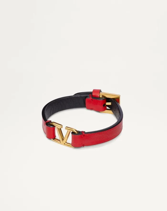 Valentino Jewelry Woman Vlogo Signature Calfskin Bracelet For Woman In Blackpure Red Blackpure Red Valentino Jewelry Woman Vlogo Signature Calfskin Bracelet For Woman In Blackpure Red Blackpure Red