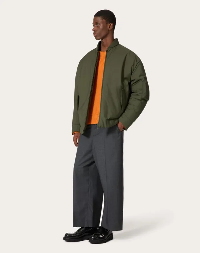 Valentino Knitwear Man Wool Crewneck Sweater For Man In Dark Green Dark Green Valentino Knitwear Man Wool Crewneck Sweater For Man In Dark Green Dark Green