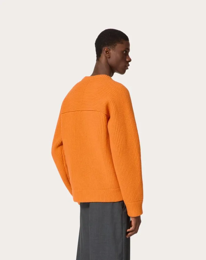 Valentino Knitwear Man Wool Crewneck Sweater For Man In Dark Green Dark Green Valentino Knitwear Man Wool Crewneck Sweater For Man In Dark Green Dark Green
