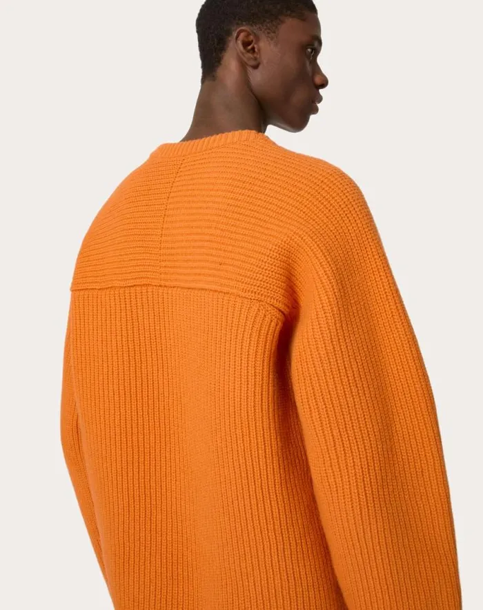 Valentino Knitwear Man Wool Crewneck Sweater For Man In Dark Green Dark Green Valentino Knitwear Man Wool Crewneck Sweater For Man In Dark Green Dark Green