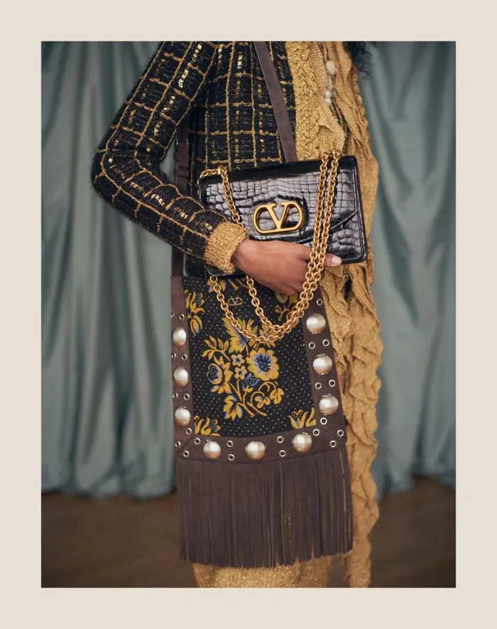 Valentino Knitwear Woman Mohair And Sequin Knit Jacket For Woman In Blackgold Blackgold Valentino Knitwear Woman Mohair And Sequin Knit Jacket For Woman In Blackgold Blackgold