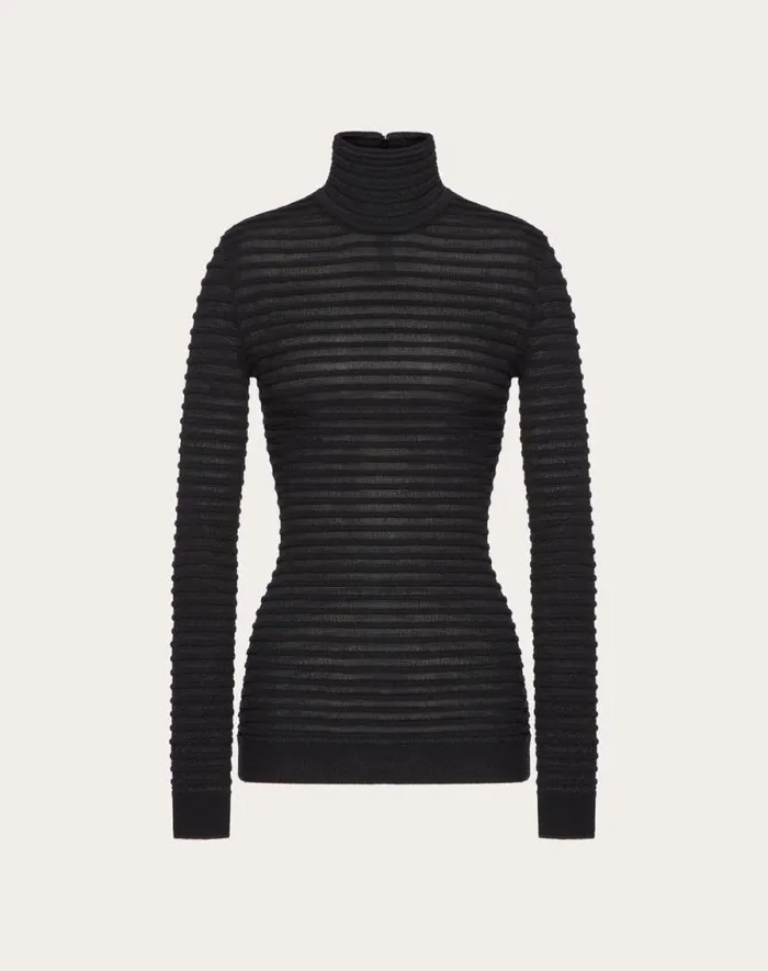 Valentino Knitwear Woman Viscose And Wool Sweater For Woman In Black Black