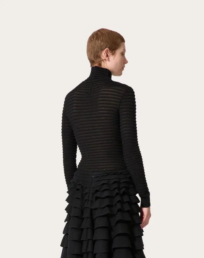 Valentino Knitwear Woman Viscose And Wool Sweater For Woman In Black Black