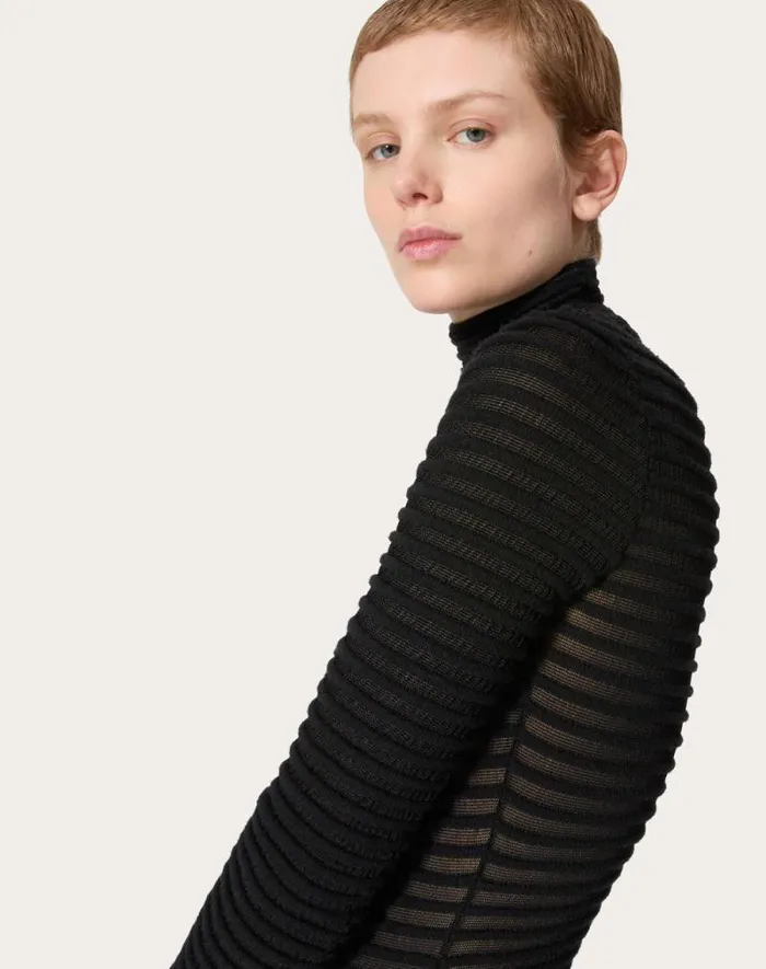 Valentino Knitwear Woman Viscose And Wool Sweater For Woman In Black Black