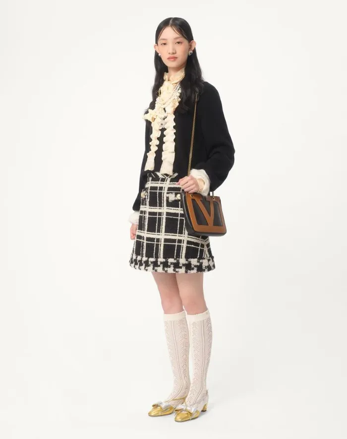 Valentino Knitwear Woman Wool And Mohair Sweater For Woman In Blackivory Blackivory