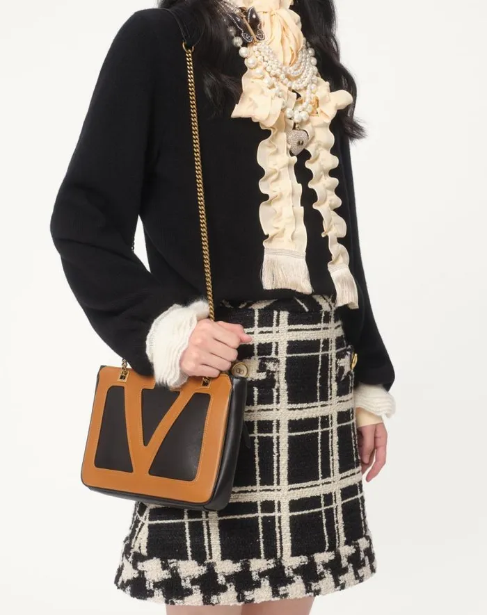 Valentino Knitwear Woman Wool And Mohair Sweater For Woman In Blackivory Blackivory