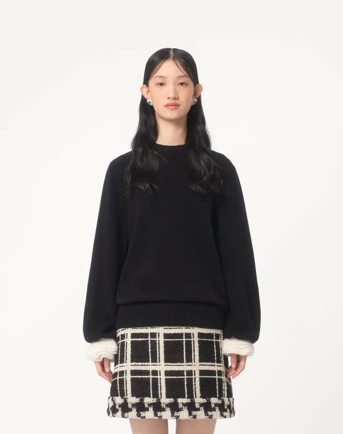 Valentino Knitwear Woman Wool And Mohair Sweater For Woman In Blackivory Blackivory