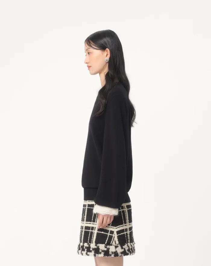 Valentino Knitwear Woman Wool And Mohair Sweater For Woman In Blackivory Blackivory