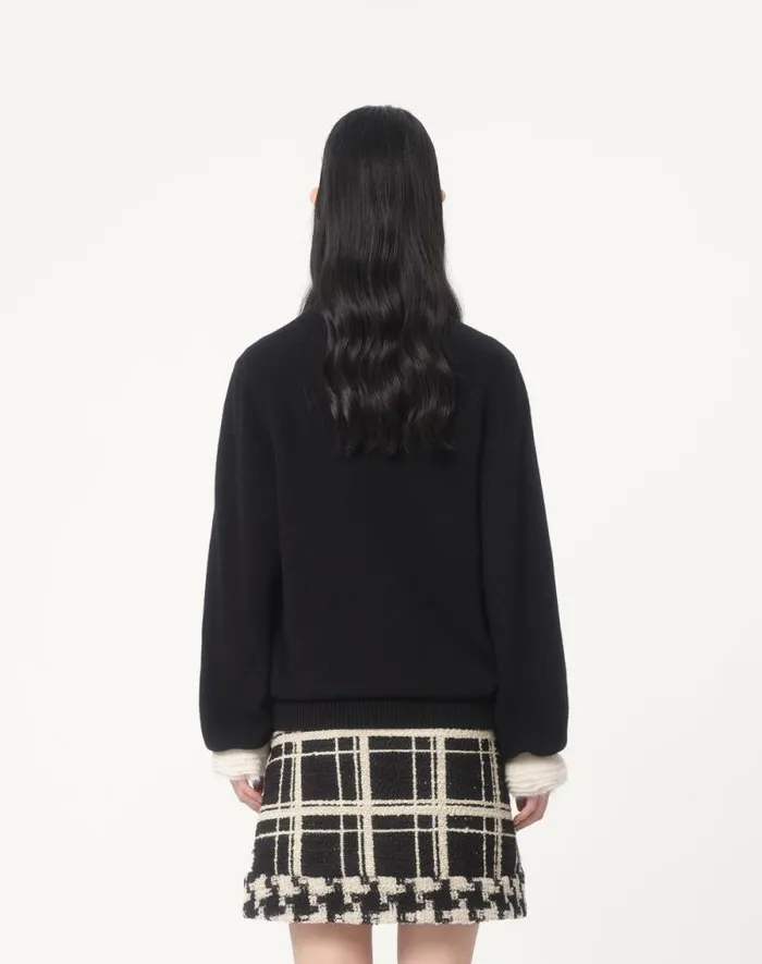 Valentino Knitwear Woman Wool And Mohair Sweater For Woman In Blackivory Blackivory