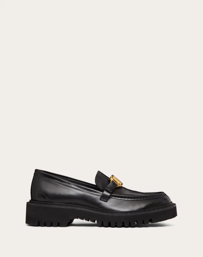 Valentino Loafers And Oxfords Woman Vlogo Signature Calfskin Loafer For Woman In Black Black