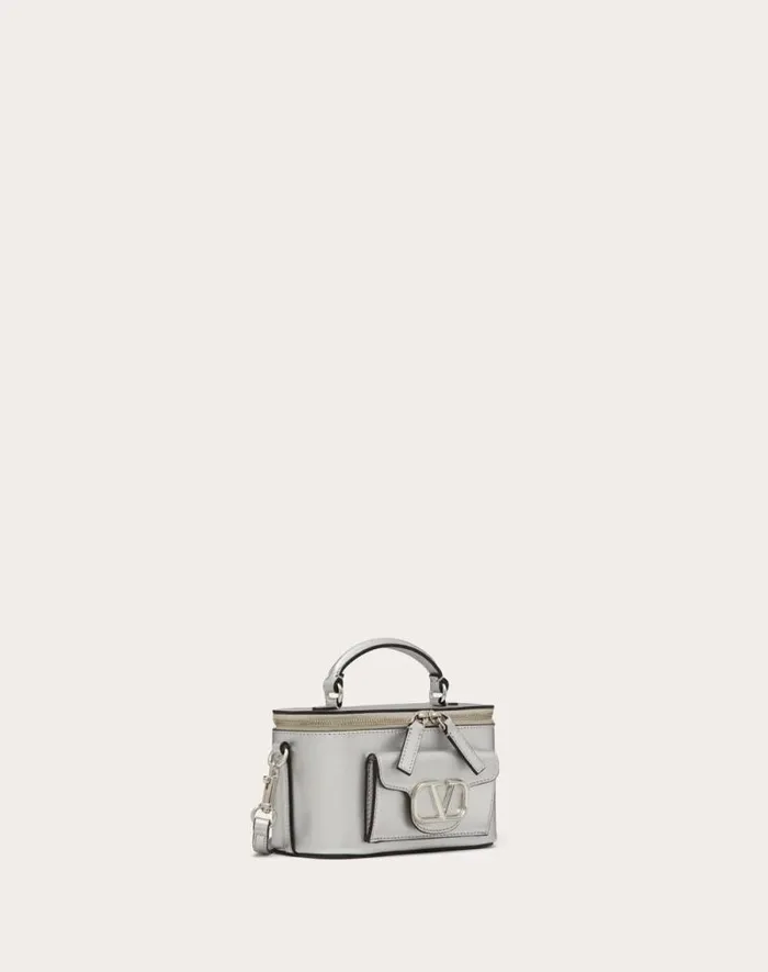 Valentino Mini Bags Woman Mini Valentino Garavani Loc Handbag In Metallic Calfskin For Woman In Silver Silver