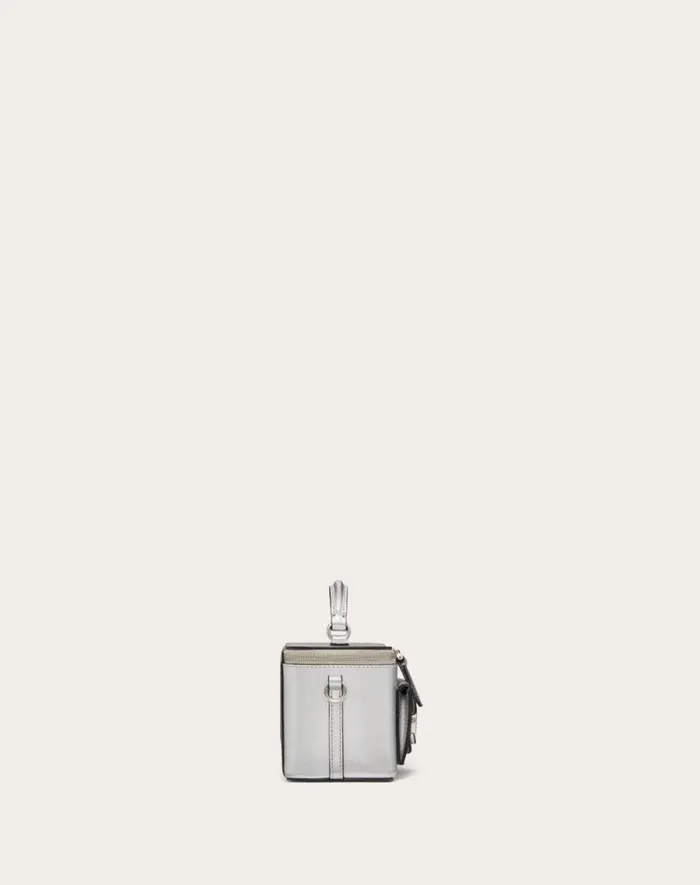 Valentino Mini Bags Woman Mini Valentino Garavani Loc Handbag In Metallic Calfskin For Woman In Silver Silver