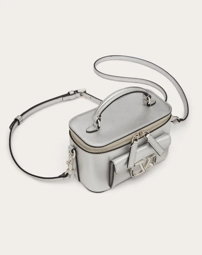 Valentino Mini Bags Woman Mini Valentino Garavani Loc Handbag In Metallic Calfskin For Woman In Silver Silver