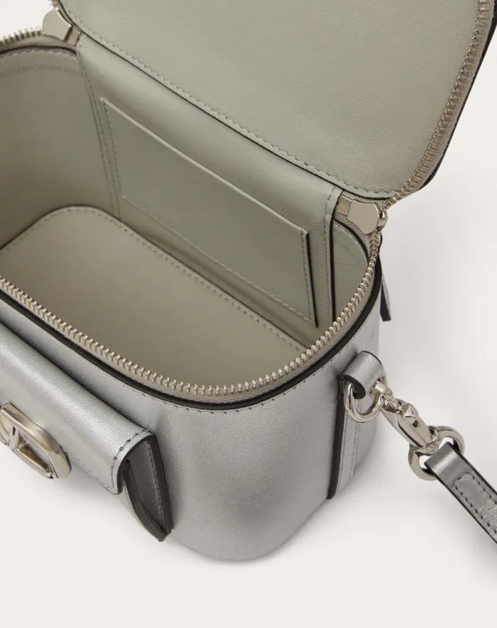 Valentino Mini Bags Woman Mini Valentino Garavani Loc Handbag In Metallic Calfskin For Woman In Silver Silver