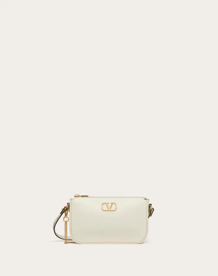 Valentino Mini Bags Woman Mini Vlogo Signature Calfskin Crossbody Bag For Woman In Ivory Ivory