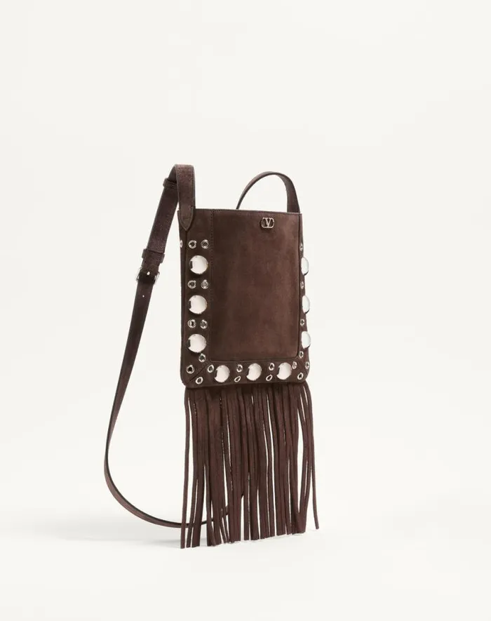 Valentino Mini Bags Woman Valentino Garavani Nellcte Small Shoulder Bag In Suede With Fringes For Woman In Testa Di Moro Testa Di Moro Valentino Mini Bags Woman Valentino Garavani Nellcte Small Shoulder Bag In Suede With Fringes For Woman In Testa Di Moro Testa Di Moro