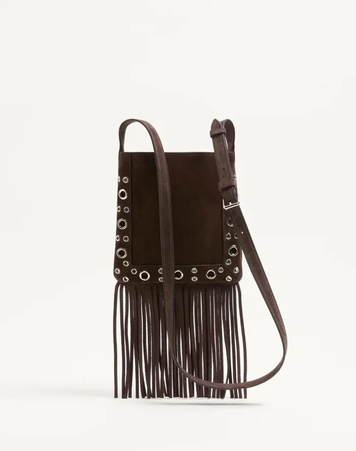 Valentino Mini Bags Woman Valentino Garavani Nellcte Small Shoulder Bag In Suede With Fringes For Woman In Testa Di Moro Testa Di Moro Valentino Mini Bags Woman Valentino Garavani Nellcte Small Shoulder Bag In Suede With Fringes For Woman In Testa Di Moro Testa Di Moro