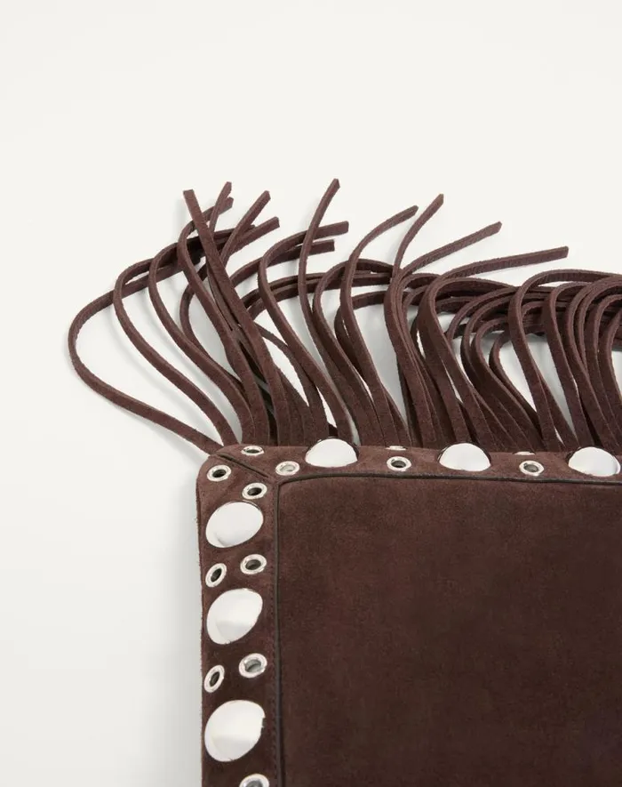 Valentino Mini Bags Woman Valentino Garavani Nellcte Small Shoulder Bag In Suede With Fringes For Woman In Testa Di Moro Testa Di Moro Valentino Mini Bags Woman Valentino Garavani Nellcte Small Shoulder Bag In Suede With Fringes For Woman In Testa Di Moro Testa Di Moro