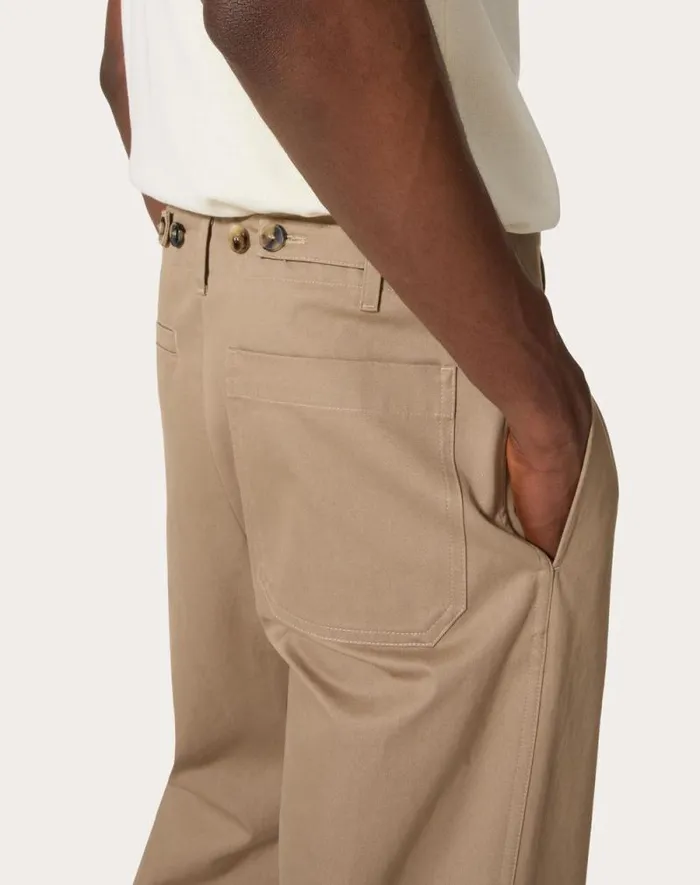 Valentino Pants And Shorts Man Cotton Gabardine Pants With Maison Valentino Label For Man In Beige Beige Valentino Pants And Shorts Man Cotton Gabardine Pants With Maison Valentino Label For Man In Beige Beige