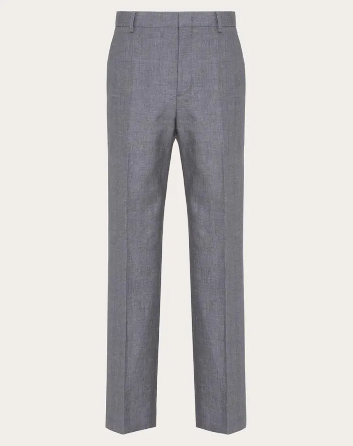Valentino Pants And Shorts Man Linen Pants For Man In Light Grey Light Grey