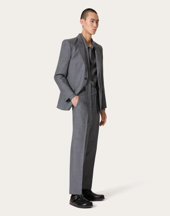 Valentino Pants And Shorts Man Linen Pants For Man In Light Grey Light Grey