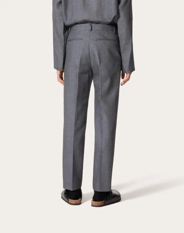 Valentino Pants And Shorts Man Linen Pants For Man In Light Grey Light Grey