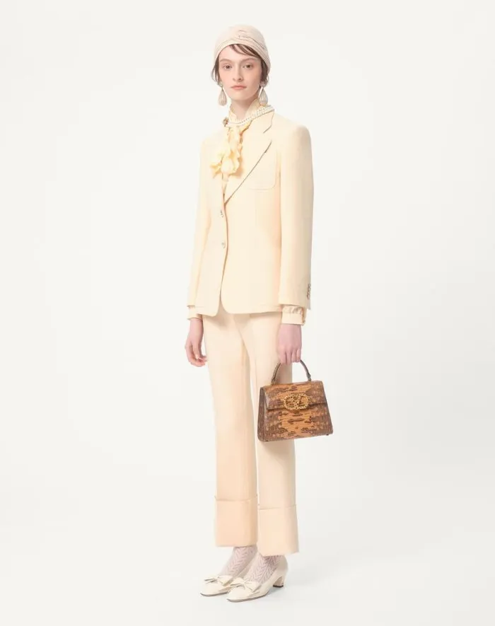 Valentino Pants And Shorts Woman Crepe Couture Pants For Woman In Ivory Ivory