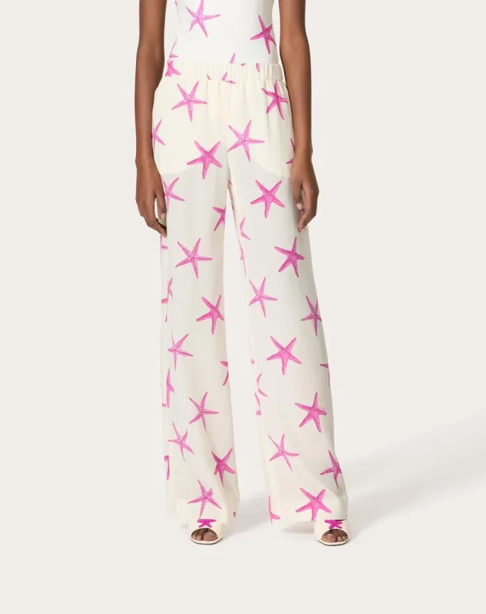 Valentino Pants And Shorts Woman Starfish Crepe De Chine Pants For Woman In Ivorypink Pp Ivorypink Pp Valentino Pants And Shorts Woman Starfish Crepe De Chine Pants For Woman In Ivorypink Pp Ivorypink Pp