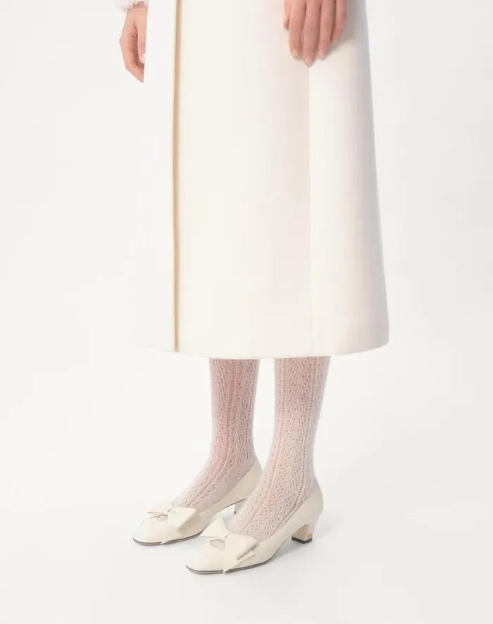 Valentino Pumps Woman Bowow Pumps In Kidskin 45mm For Woman In Ivory Ivory