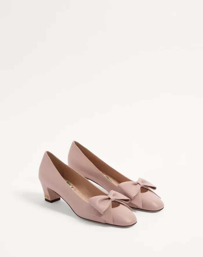 Valentino Pumps Woman Bowow Pumps In Kidskin 45mm For Woman In Ivory Ivory