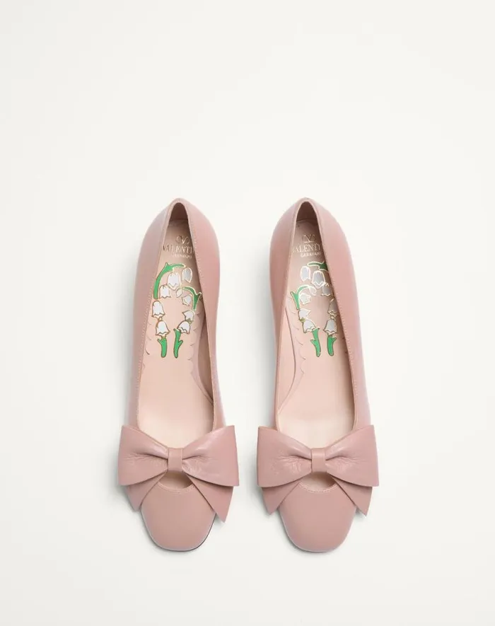 Valentino Pumps Woman Bowow Pumps In Kidskin 45mm For Woman In Ivory Ivory