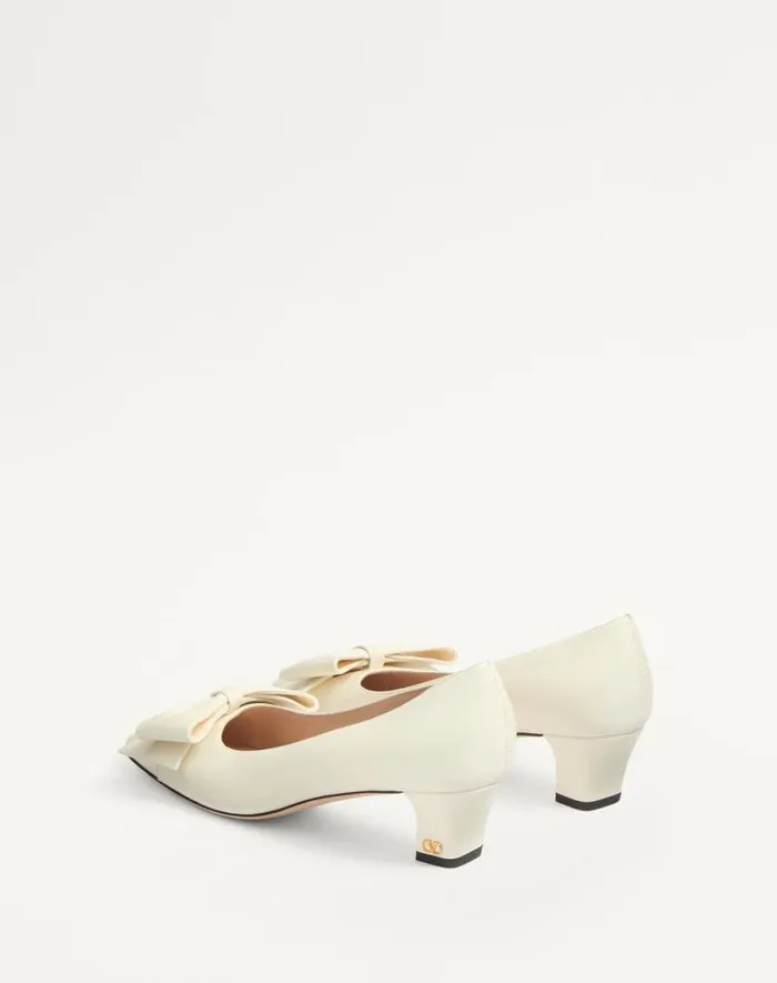 Valentino Pumps Woman Bowow Pumps In Kidskin 45mm For Woman In Ivory Ivory
