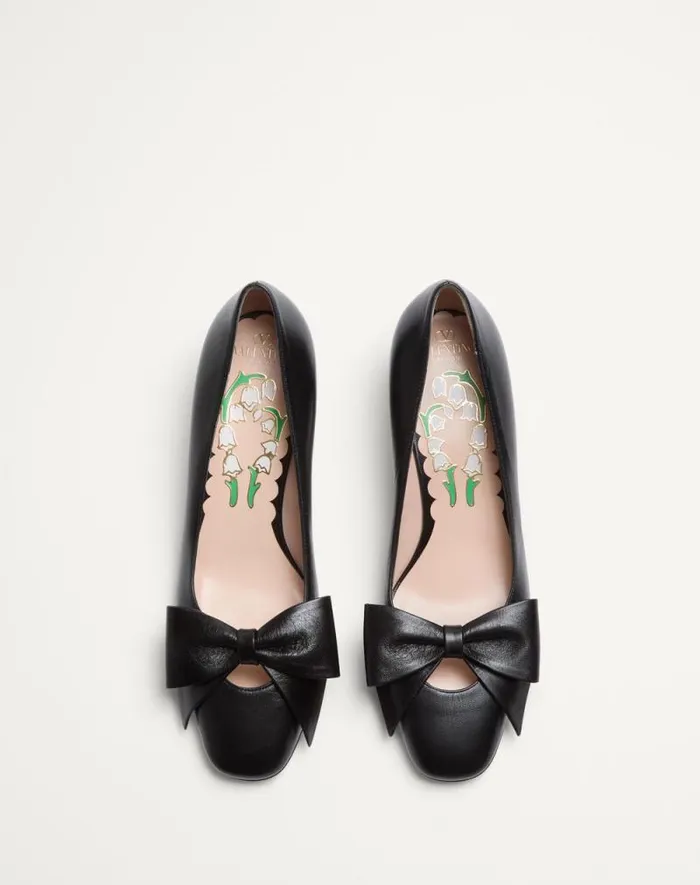 Valentino Pumps Woman Bowow Pumps In Kidskin 45mm For Woman In Ivory Ivory