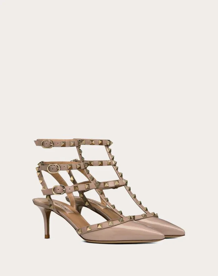 Valentino Pumps Woman Rockstud Caged Pump 65mm For Woman In Poudre Poudre Valentino Pumps Woman Rockstud Caged Pump 65mm For Woman In Poudre Poudre