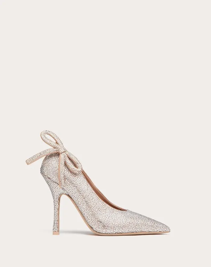 Valentino Pumps Woman Valentino Garavani Niteout Pump With Crystals 110 Mm For Woman In Crystal Crystal