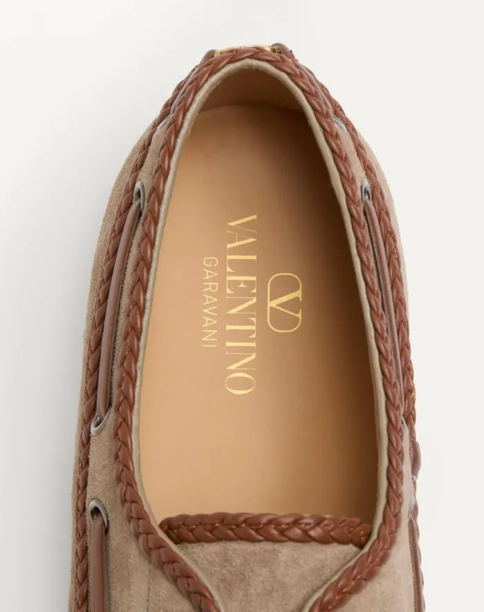 Valentino Sandals Man Palm Avenue Crust And Nappa Leather Boat Shoe For Man In Khakitobacco Khakitobacco Valentino Sandals Man Palm Avenue Crust And Nappa Leather Boat Shoe For Man In Khakitobacco Khakitobacco