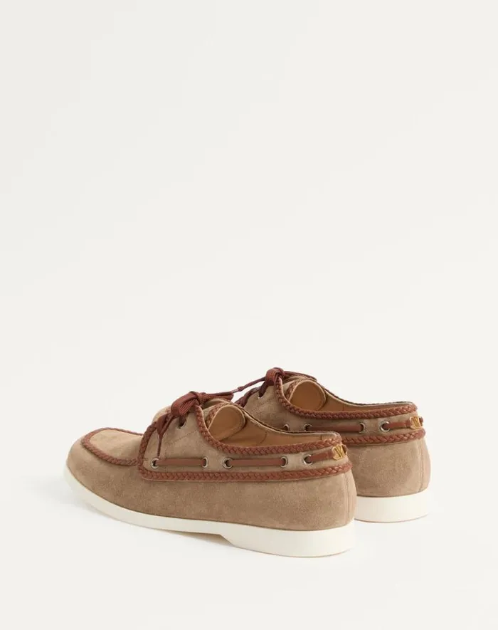 Valentino Sandals Man Palm Avenue Crust And Nappa Leather Boat Shoe For Man In Khakitobacco Khakitobacco Valentino Sandals Man Palm Avenue Crust And Nappa Leather Boat Shoe For Man In Khakitobacco Khakitobacco
