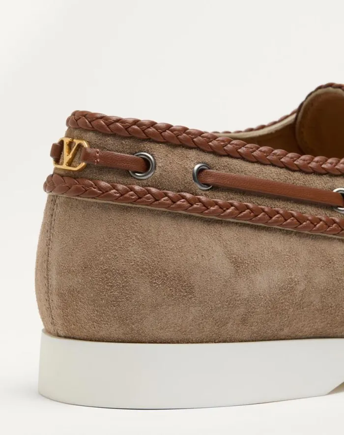 Valentino Sandals Man Palm Avenue Crust And Nappa Leather Boat Shoe For Man In Khakitobacco Khakitobacco Valentino Sandals Man Palm Avenue Crust And Nappa Leather Boat Shoe For Man In Khakitobacco Khakitobacco