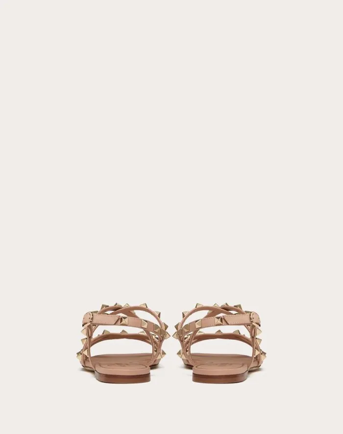 Valentino Sandals Woman Calfskin Rockstud Sandal With Straps For Woman In Light Ivory Light Ivory Valentino Sandals Woman Calfskin Rockstud Sandal With Straps For Woman In Light Ivory Light Ivory