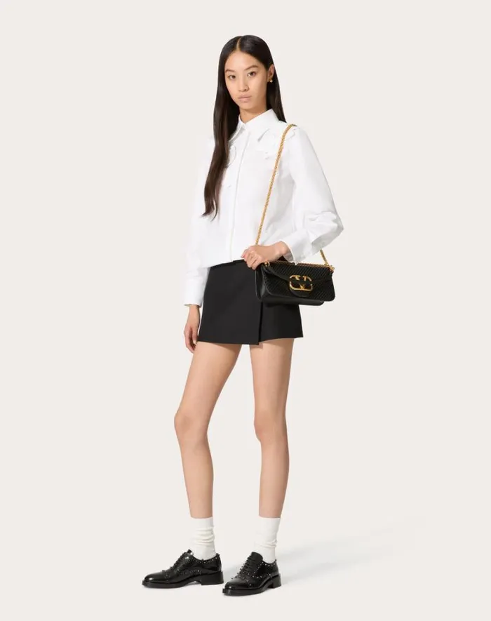 Valentino Shirts And Tops Woman Embroidered Compact Popeline Shirt For Woman In White White Valentino Shirts And Tops Woman Embroidered Compact Popeline Shirt For Woman In White White