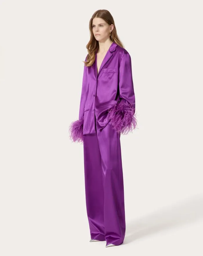 Valentino Shirts And Tops Woman Satin De Soie Shirt For Woman In Violet Violet Valentino Shirts And Tops Woman Satin De Soie Shirt For Woman In Violet Violet