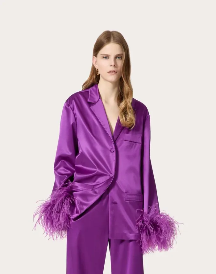 Valentino Shirts And Tops Woman Satin De Soie Shirt For Woman In Violet Violet Valentino Shirts And Tops Woman Satin De Soie Shirt For Woman In Violet Violet